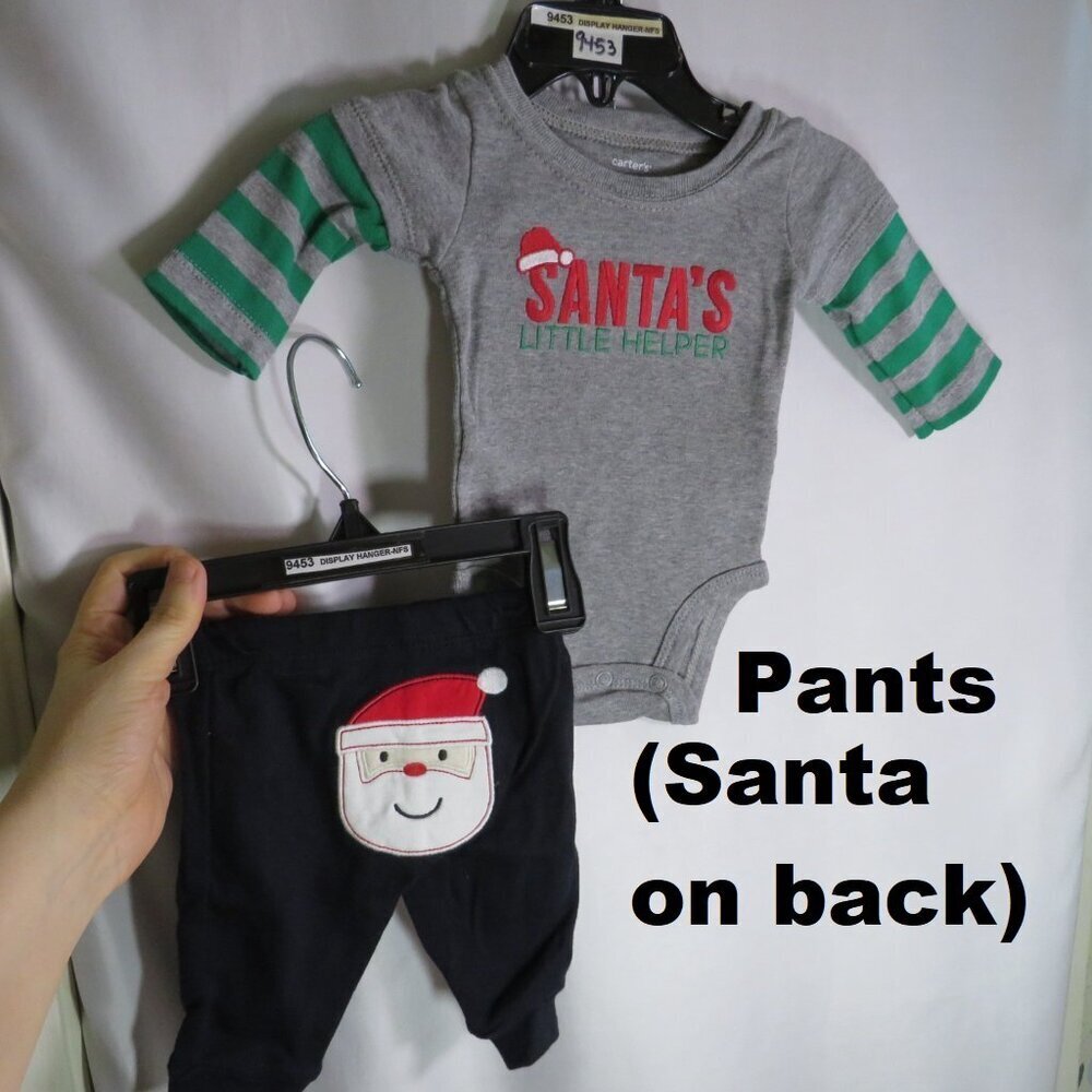 Baby Santa heather gray outfit 2pc bodysuit and pants - Picture 1 of 7